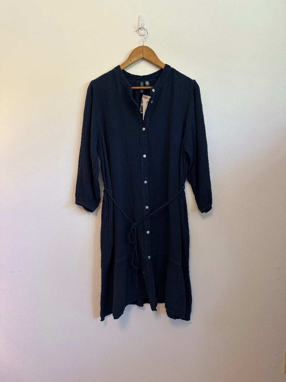 NWT Shannon Passero Cotton Gauze Button Front Dress in Blue | Size Large